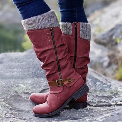 Hohe Damen-Lederstiefel im Vintage-Stil mit Reißverschluss – Ansicht 3
