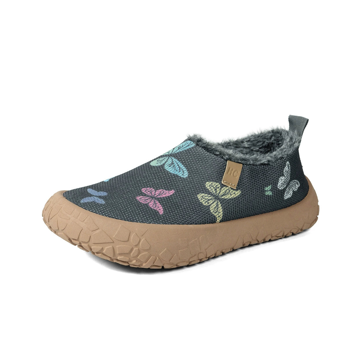 Warme Damen-Winterslipper mit Schmetterlingsmotiv und Fleecefutter – Ansicht 12