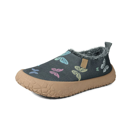 Warme Damen-Winterslipper mit Schmetterlingsmotiv und Fleecefutter – Ansicht 12