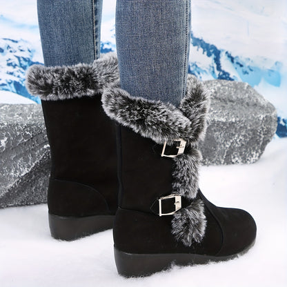 Damen-Schneestiefel mit Fellfutter und Keilabsatz – Ansicht 5