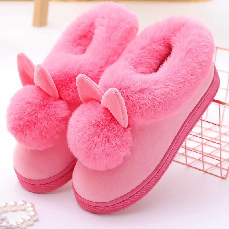 Warme Damen-Winterpantoffeln mit Hasendekor – Ansicht 6