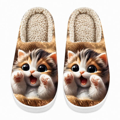 Gemütliche Damen-Hausschuhe mit Katzenmotiv – Ansicht 5