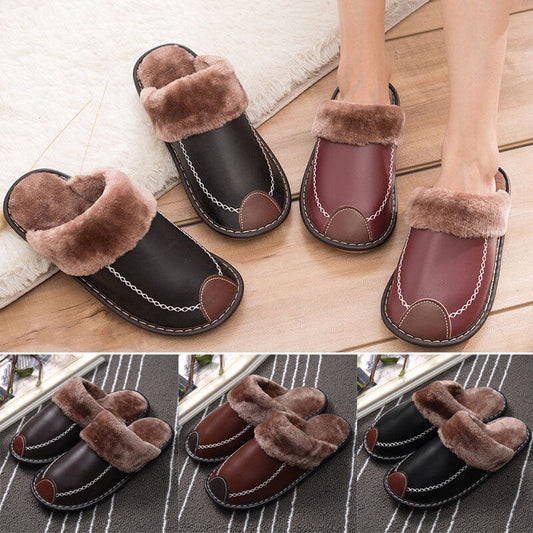Lederpantoffeln mit Memory-Schaum für drinnen und draußen – Ansicht 1
