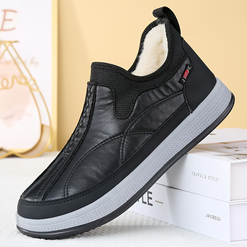 Warme wasserdichte Herren-Lederstiefeletten mit Fleecefutter – Ansicht 4