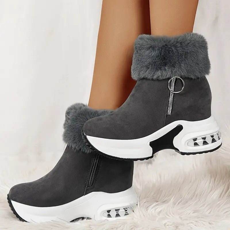 Gefütterte Damen-Plateau-Winterstiefel mit seitlichem Reißverschluss – Ansicht 8