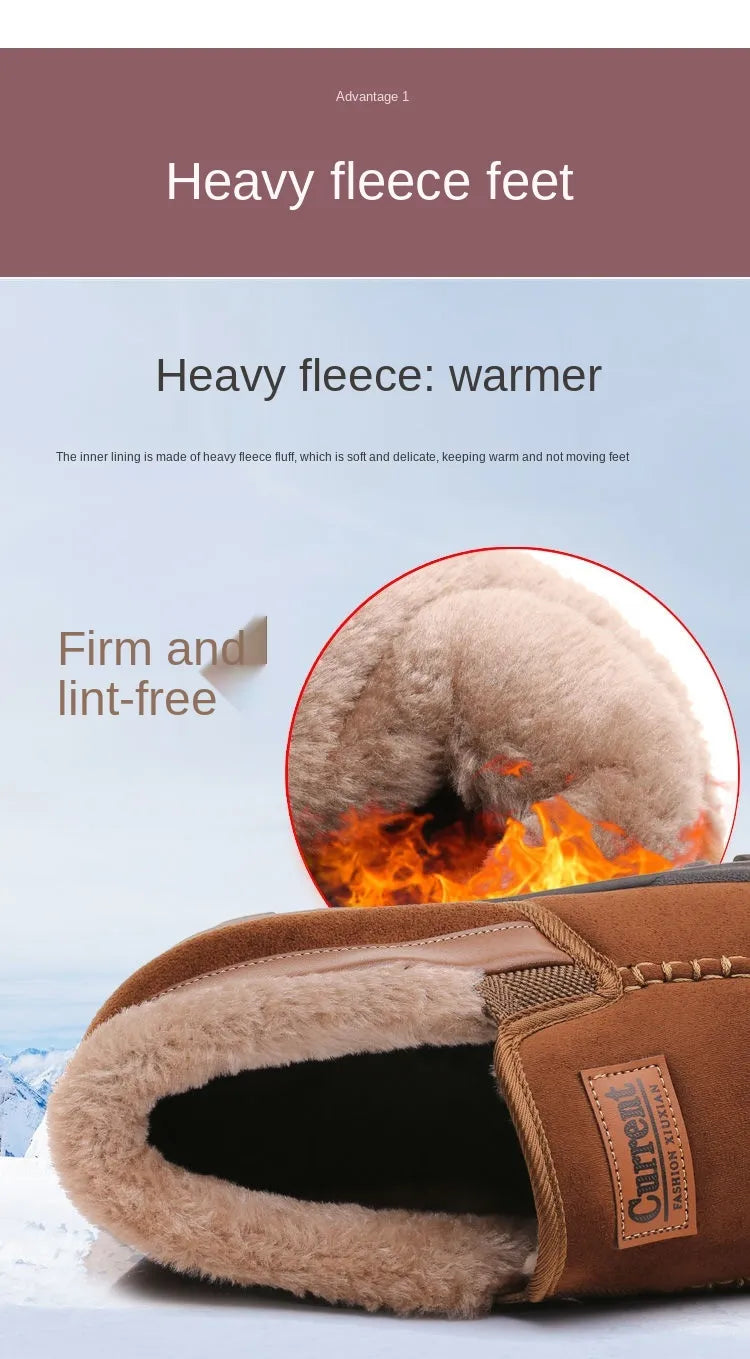 Warme wasserdichte Leder-Schneestiefel – Ansicht 10