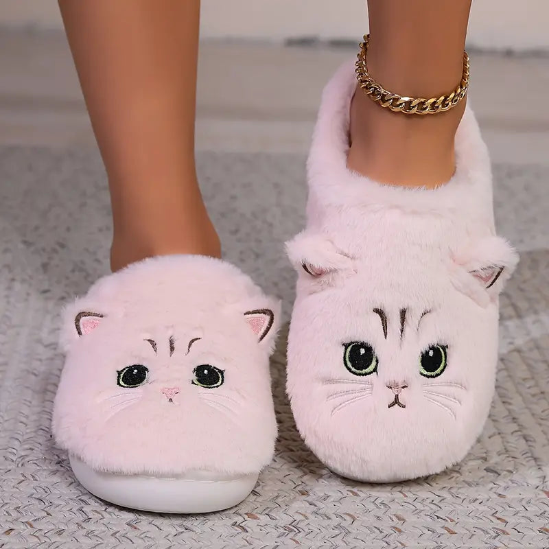 Kuschelige Damen-Winterpantoffeln mit Cartoon-Katzenmotiv – Ansicht 12