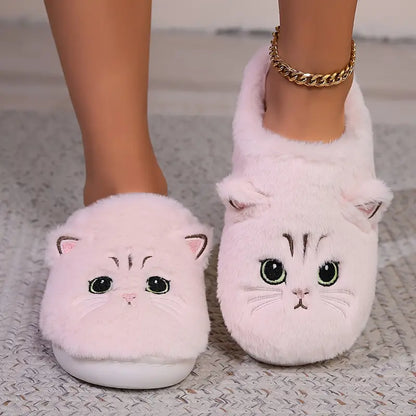 Kuschelige Damen-Winterpantoffeln mit Cartoon-Katzenmotiv – Ansicht 12