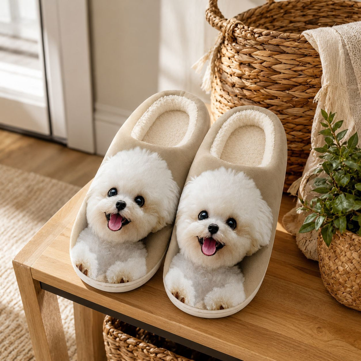 Gemütliche Damen-Hausschuhe mit Husky-Welpenmotiv – Ansicht 2