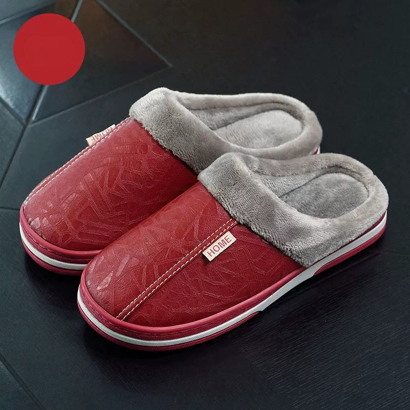 Warme wasserdichte Unisex-Lederpantoffeln – Ansicht 4