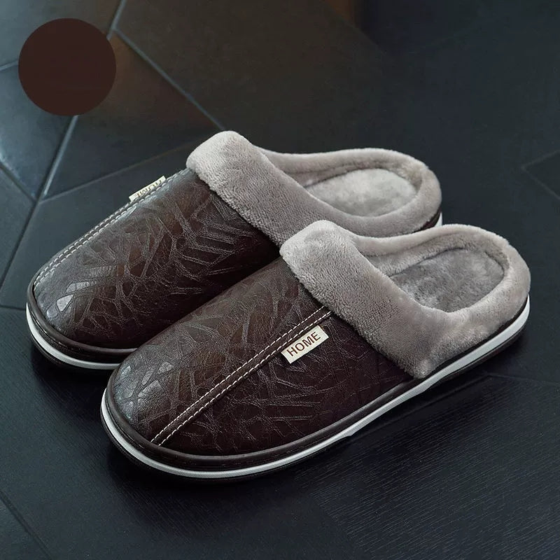 Warme wasserdichte Unisex-Lederpantoffeln – Ansicht 13