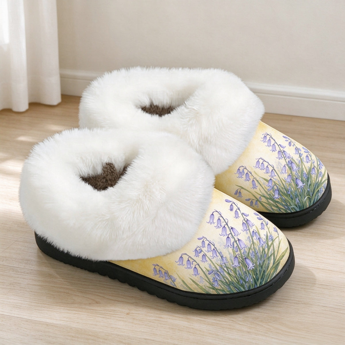Warme Damen-Pantoffeln mit Glockenblumenmuster – Ansicht 5