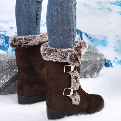 Damen-Schneestiefel mit Fellfutter und Keilabsatz – Ansicht 9