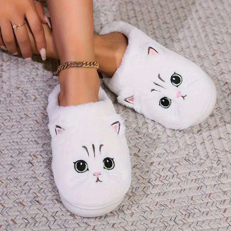 Kuschelige Damen-Winterpantoffeln mit Cartoon-Katzenmotiv – Ansicht 10