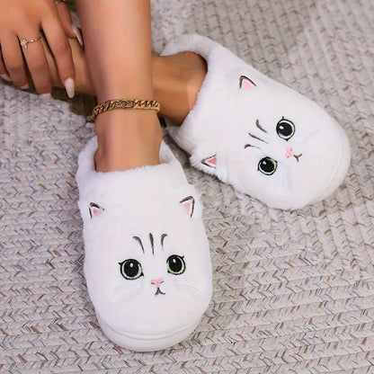 Kuschelige Damen-Winterpantoffeln mit Cartoon-Katzenmotiv – Ansicht 10
