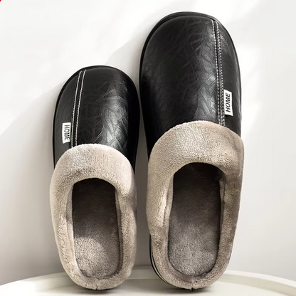 Warme wasserdichte Unisex-Lederpantoffeln – Ansicht 8