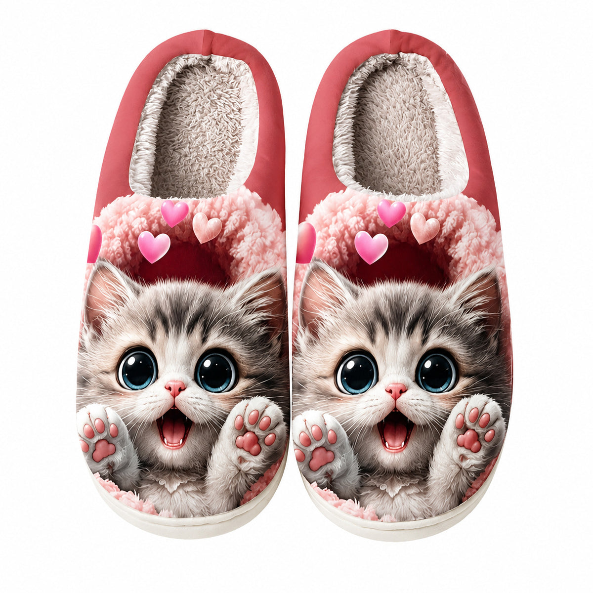 Gemütliche Damen-Hausschuhe mit Katzenmotiv – Ansicht 6