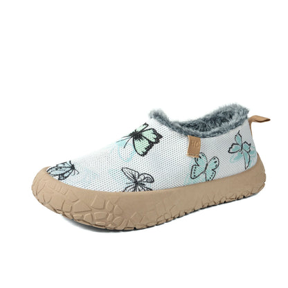 Warme Damen-Winterslipper mit Schmetterlingsmotiv und Fleecefutter – Ansicht 9