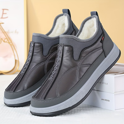 Warme wasserdichte Herren-Lederstiefeletten mit Fleecefutter – Ansicht 2