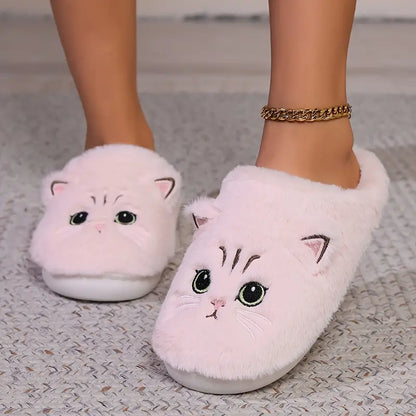 Kuschelige Damen-Winterpantoffeln mit Cartoon-Katzenmotiv – Ansicht 13