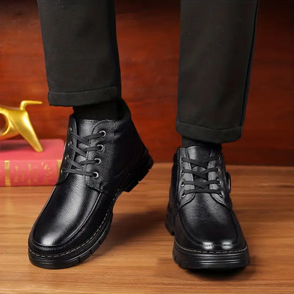 Wind- und wasserdichte Herren-Lederstiefel mit flauschigem Futter – Ansicht 3