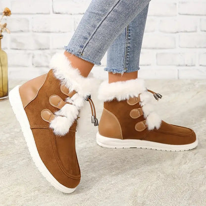 Warme Damen-Schneestiefel mit Plüschfutter und Kordelzug – Ansicht 5