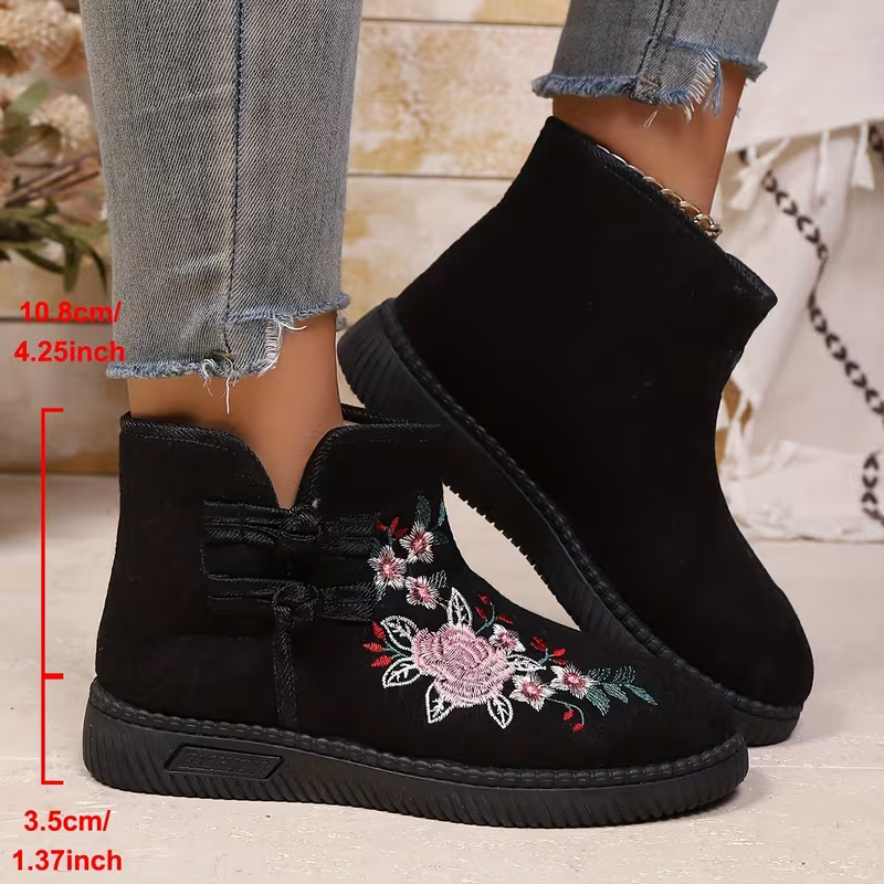 Warme winddichte Damen-Winterstiefel mit Ethnomuster – Ansicht 2