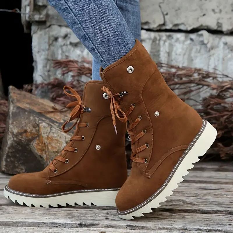 Wasserdichte warme Damen-Schneestiefel mit Umschlag – Ansicht 2