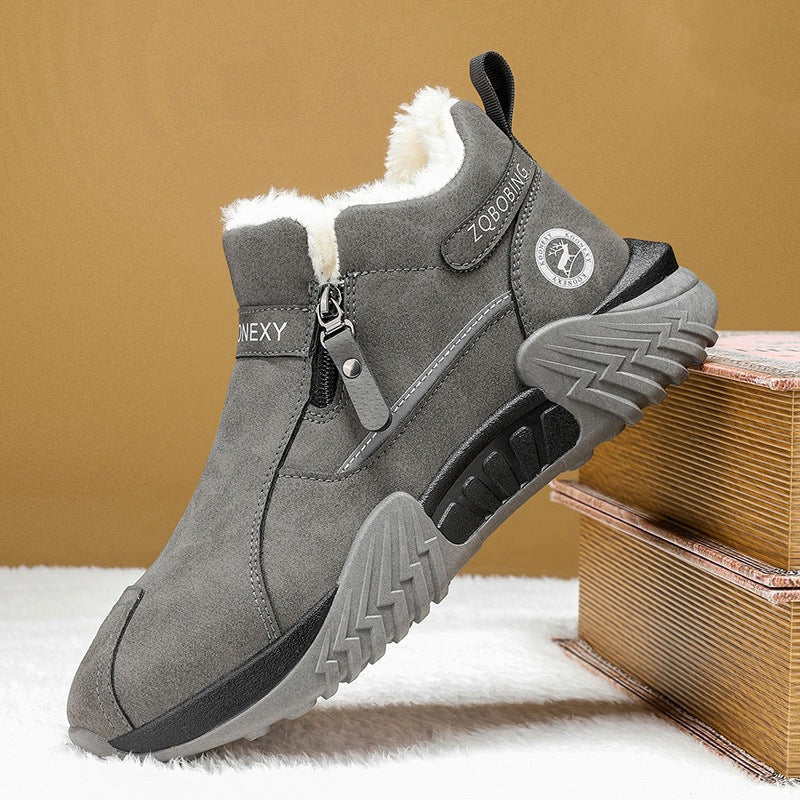Warme Herren-Lederstiefeletten mit Fleecefutter und Reißverschluss – Ansicht 2