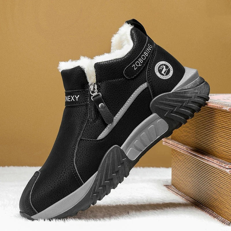 Warme Herren-Lederstiefeletten mit Fleecefutter und Reißverschluss – Ansicht 1
