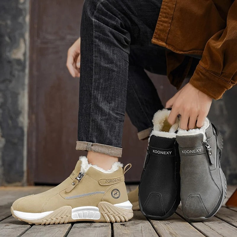 Warme Herren-Lederstiefeletten mit Fleecefutter und Reißverschluss – Ansicht 7