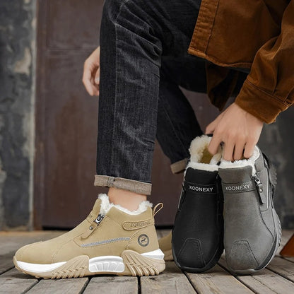 Warme Herren-Lederstiefeletten mit Fleecefutter und Reißverschluss – Ansicht 7
