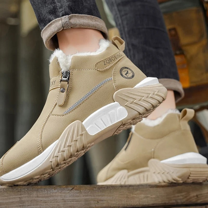 Warme Herren-Lederstiefeletten mit Fleecefutter und Reißverschluss – Ansicht 11