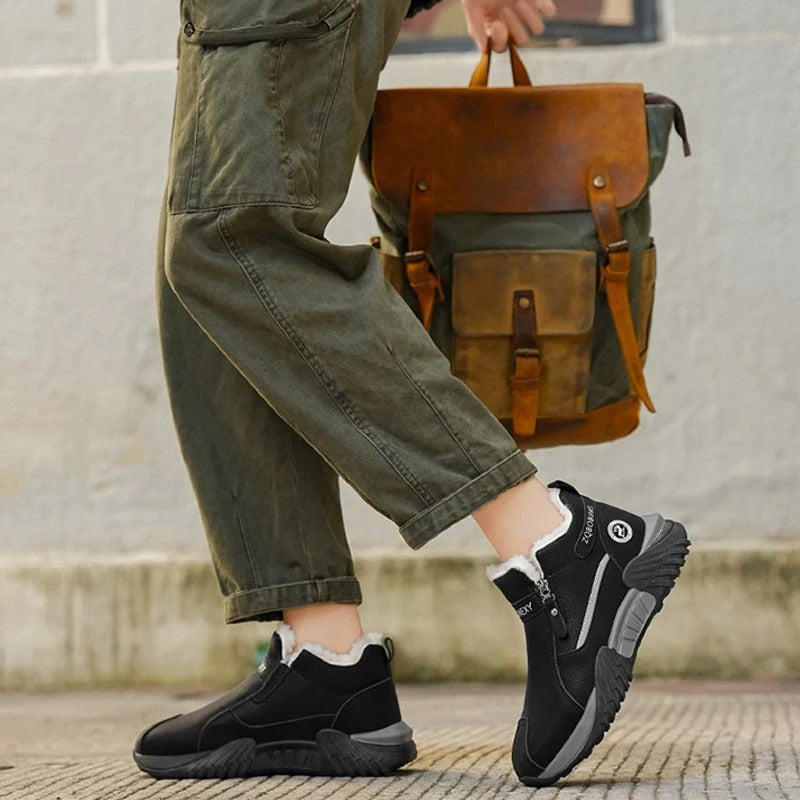 Warme Herren-Lederstiefeletten mit Fleecefutter und Reißverschluss – Ansicht 8