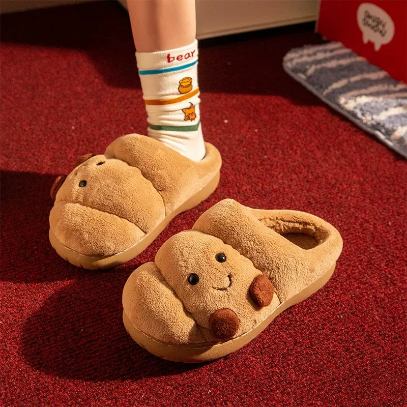 Flauschige Damen-Winterpantoffeln in Croissantform – Ansicht 1